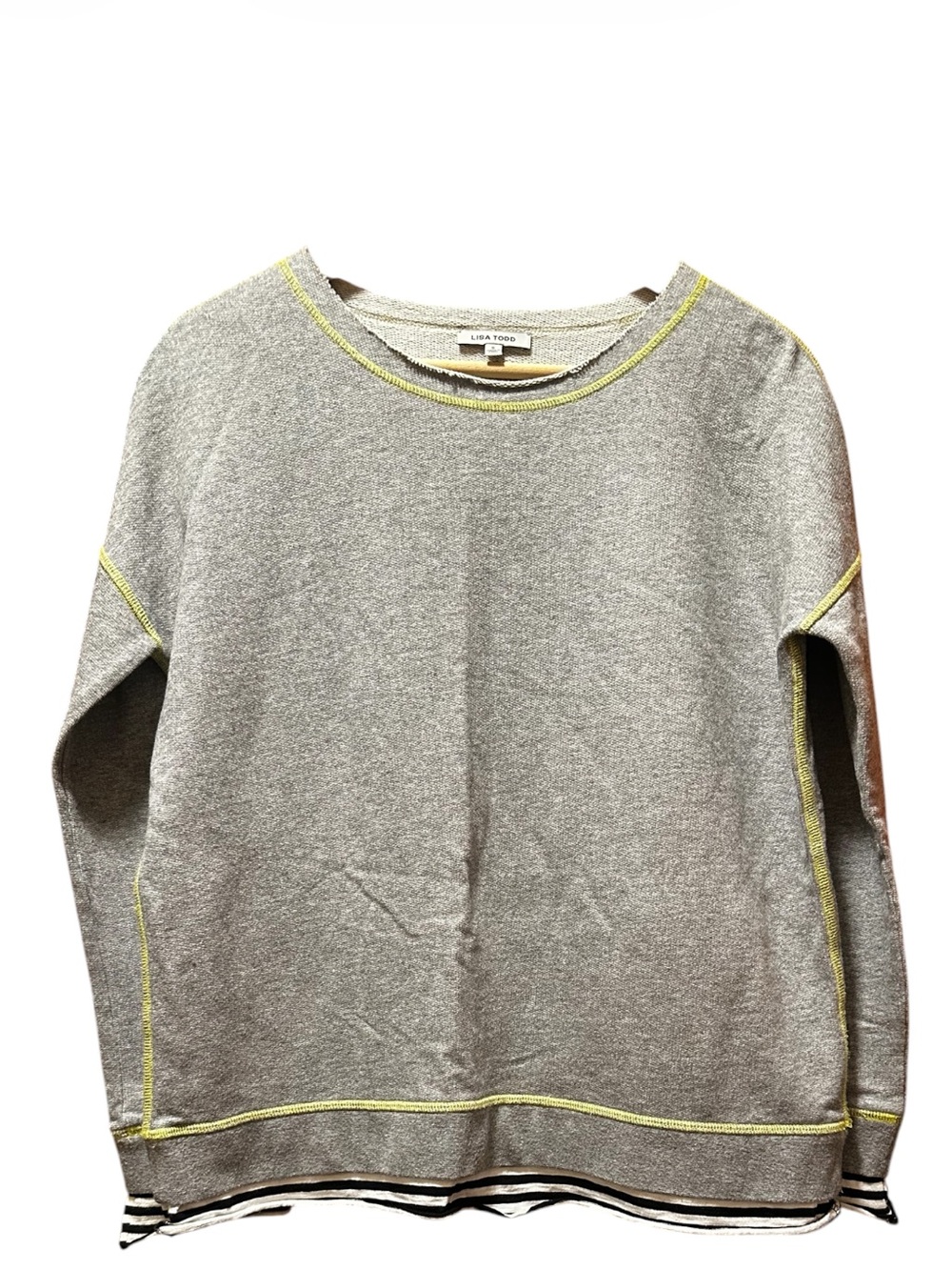 Lisa Todd Gray Sweater with Neon Yellow Stitching